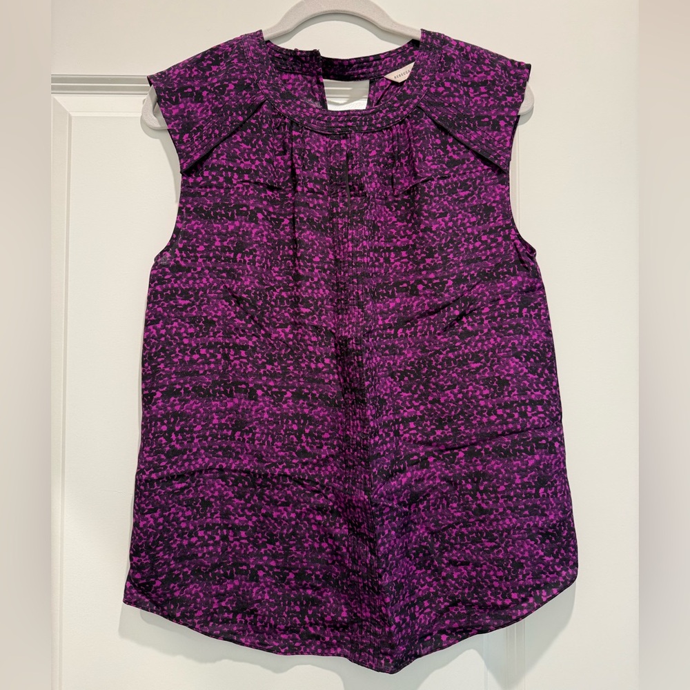 Rebecca Taylor Purple and Black Patterned Top